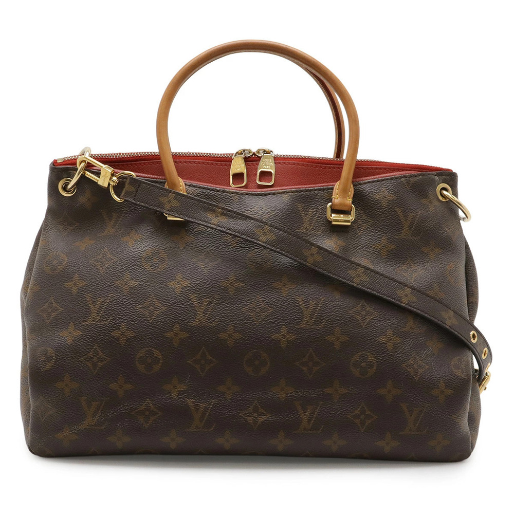 LOUIS VUITTON Monogram Pallas 2way Shoulder Bag Hobo Cerise Red